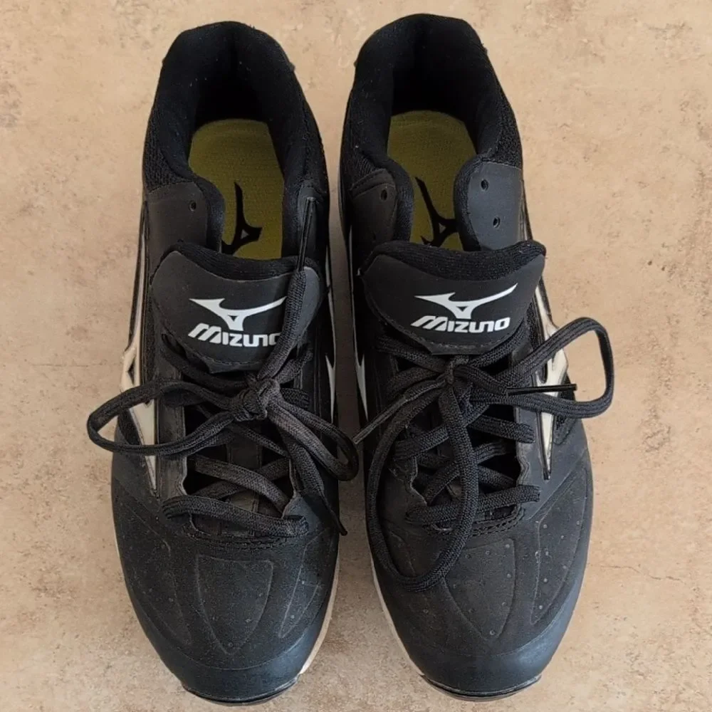 Mizuno Black White Men's Athletic Cleats Dominant IC Mid Baseball Shoe - Size 7